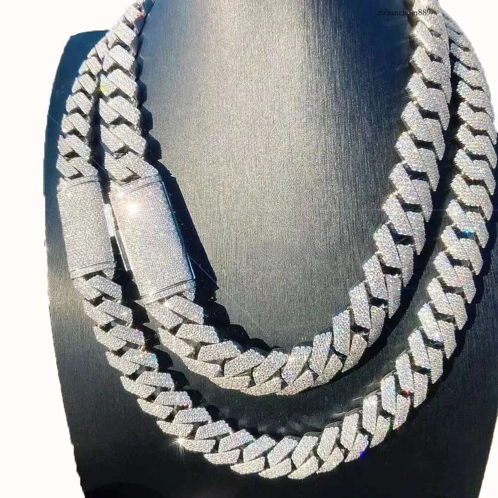 Jewelry Iced Out VVS Moissanite Dia Cuban k Chain Fashion for Men Sier Necklaces14mm 15mm 16mm NecklaceHip-hop jewelry bracelets and necklaces