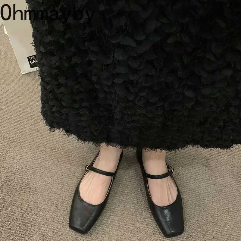 Spring Autumn Flats Wen Fion Shallow Buckle Ladies Comfort Square Toe Ballerina Shoes Y250802