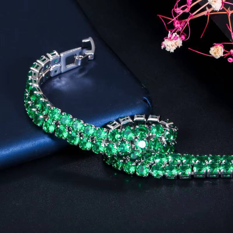 High Quality Dubai Gold 2 Row Iced Out Bling Round Cubic Zirconia Engagement Tennis Bracelet for Women Men Hiphop Bijoux Jewelry