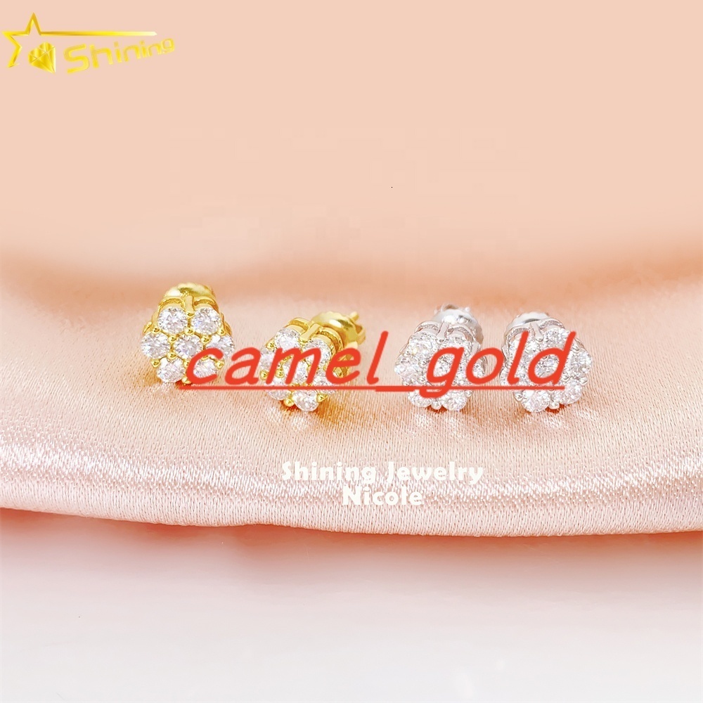 Top Quality Stud Earring 925 Sterling Silver Screw Back Certified Moissanite Flower Luxury Earrings