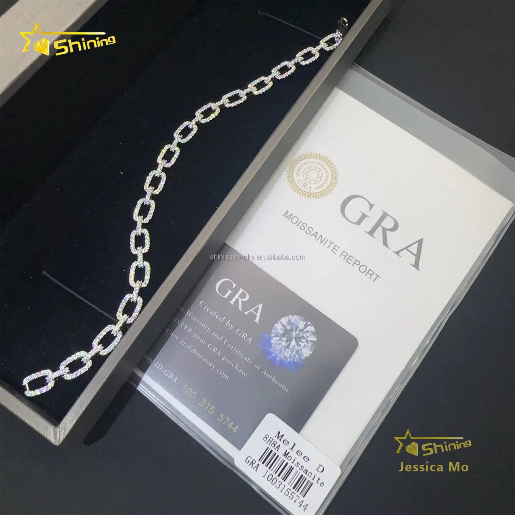 Bulk Stock New Arrivals S925 Solid Silver Hip Hop Jewelry VVS1 Moissanite Iced Out GRA Certificate Infinity France Bracelet Men