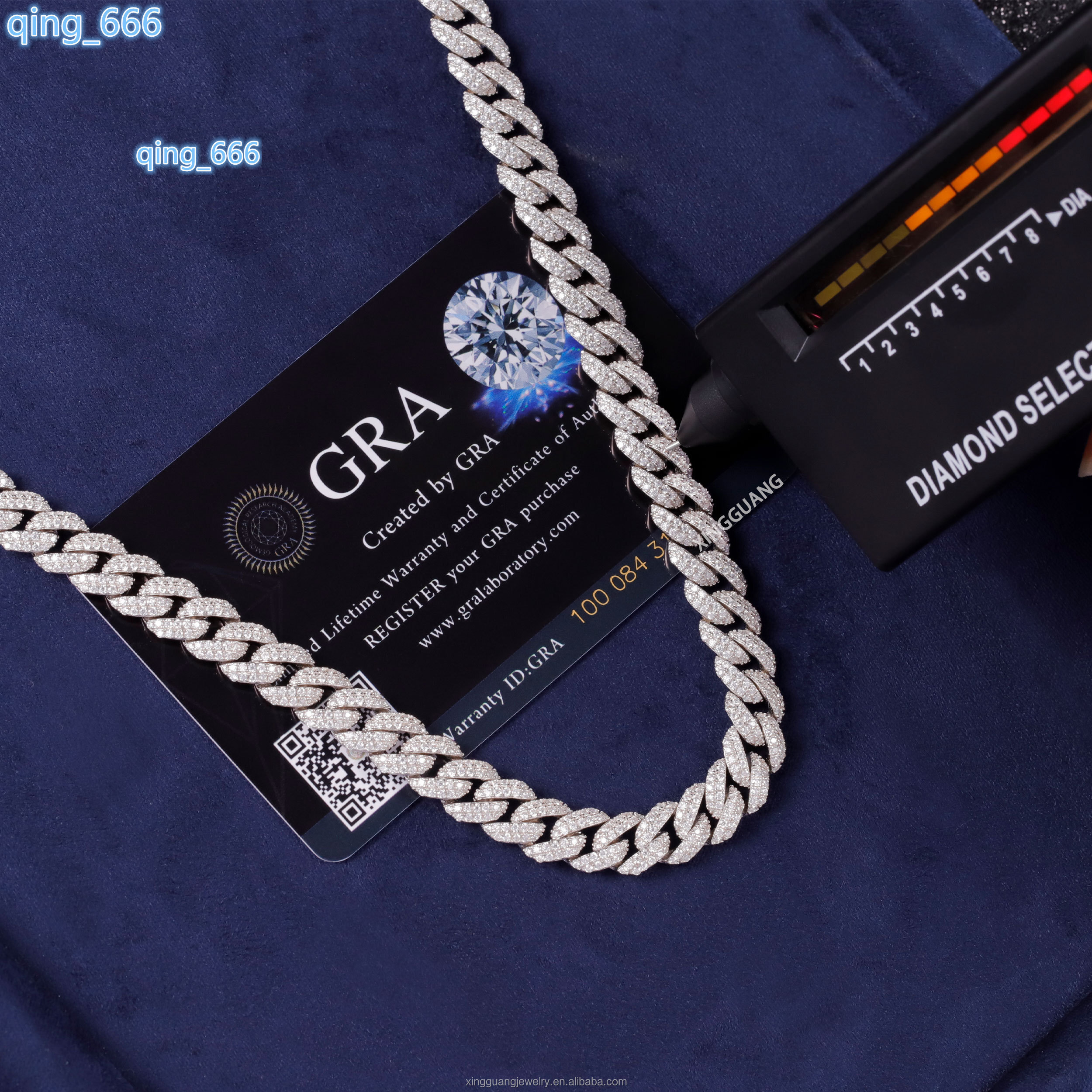 XG Factory Price RTS 9mm Moissanite Cuban Chain Hiphop Cuban Link Chain for Men Silver Fine Jewelry Necklace Diamond Cuban Chain