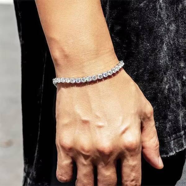 Iced Out 925 Sterling Silver Tennis Bracelet Rose White Yellow Tennis Chain 4mm Moissanite Diamond Bracelet for Man Women