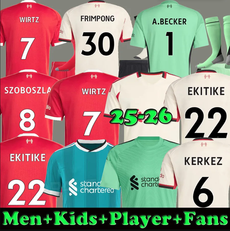 The RedsMohamed Salah Darwin Nunez LIVERp 25 26 Home Away men Soccer Jersey Dominik Szoboszlai Andy Robertson Alisson Becker Joe Gomez Joel Matip Jones kids Kit