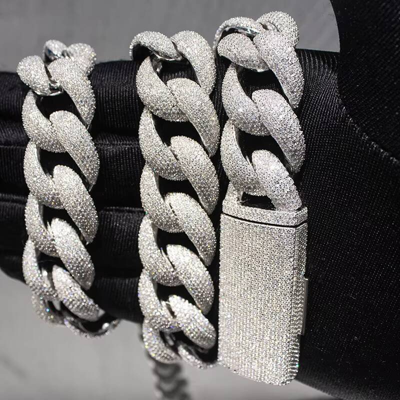 Luxury Havana Style Diamond Simulant Cuban Curb Chain Neckpiece Available In Multiple Sizes