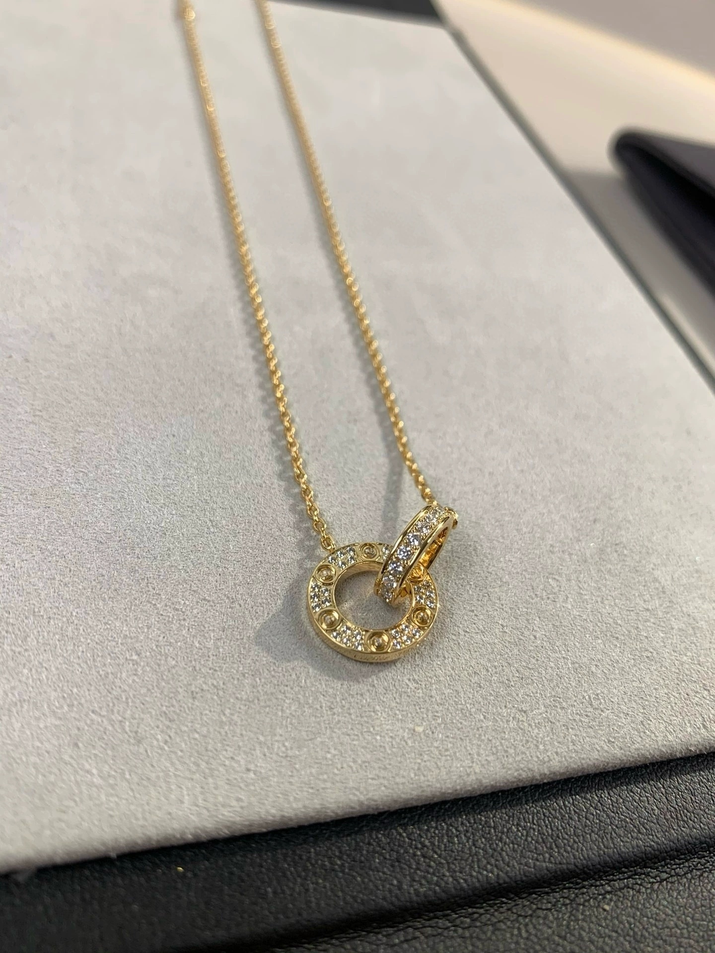 Designer necklace for woman Classic Double Ring Women Thick Plated Rose Gold luxury jewlery Fashion Light Luxury Starry Sky Necklace Exquisite AAA