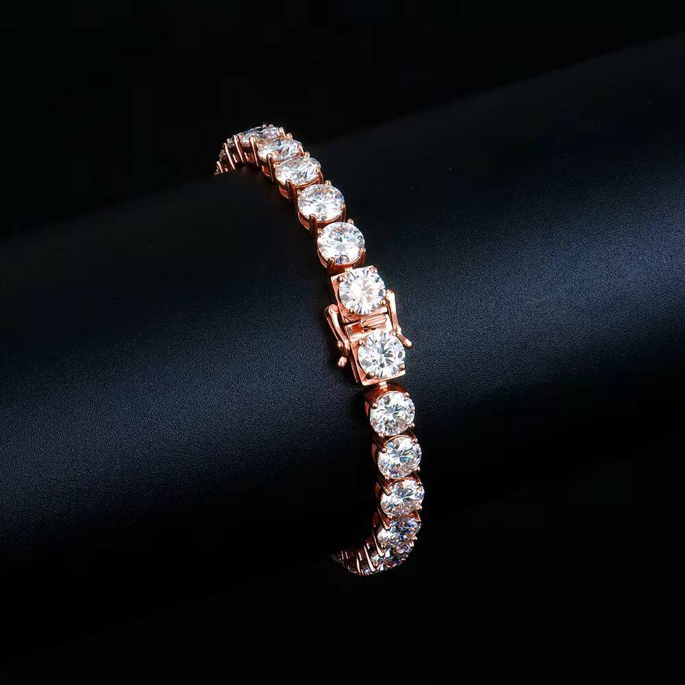 6mm VVS Moissanite Diamond Tennis Bracelet Fashionable Rose Gold 925 Sterling Silver Lab Grown Mossanite Jewelry for Women Gift