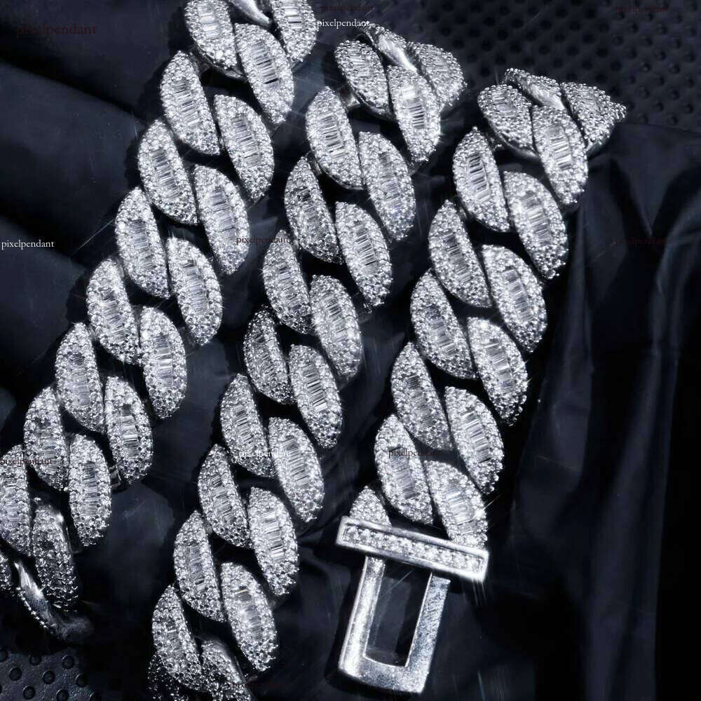 16mm Moissanite Hip Hop Fine Jewelry Cuban Link Chains Men Iced Out Necklace Gold Plated Pass Dia Tester