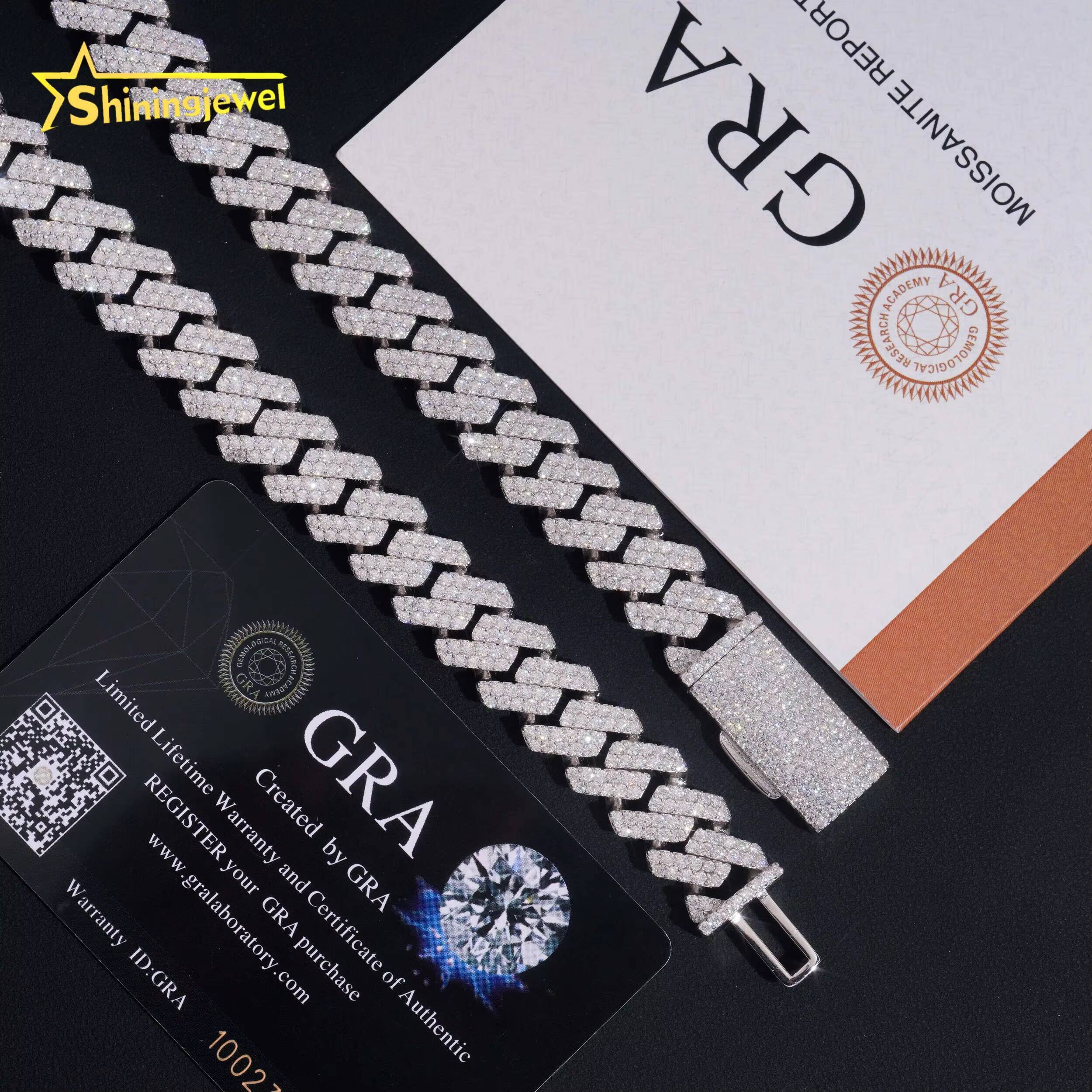 Cuban Necklace 13mm Cuban Link Chain 925 Sterling Silver Gold Plated Pass Diamond Test VVS Moissanite Iced Out Hip Hop Jewelry