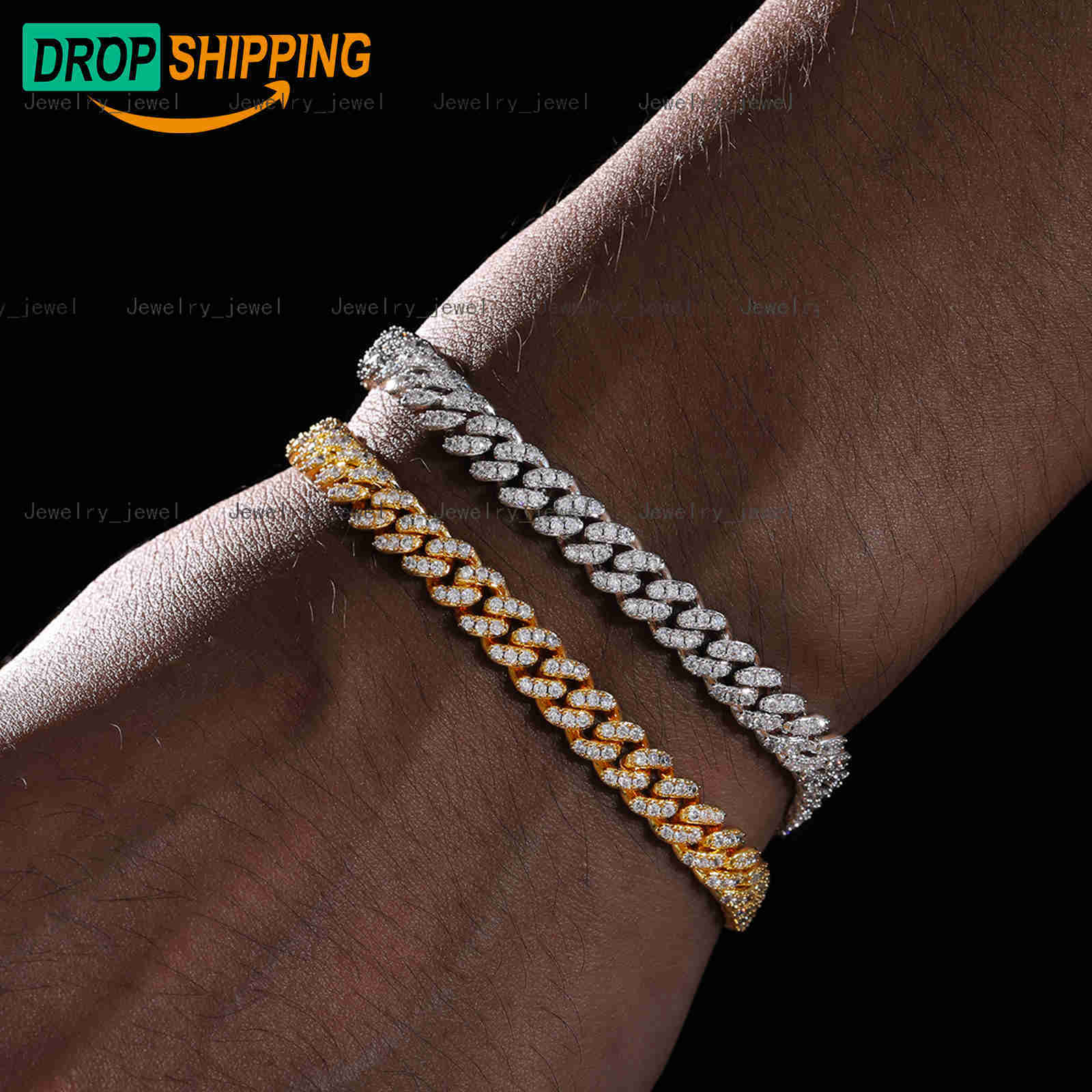 Dropshipping Spot Delivery 925 Sterling Silver Hip Hop Jewelry VVS Moissanite 6mm Iced Out Cuban Link Chain Bracelet