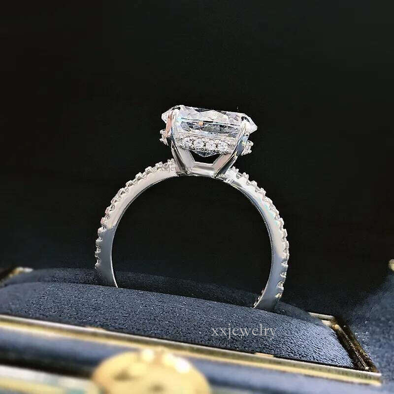 Oval Cut 3ct Moissanite Dia Ring 100% Real sterling sier Party Wedding band Rings for Women Engagement Promise Jewelry