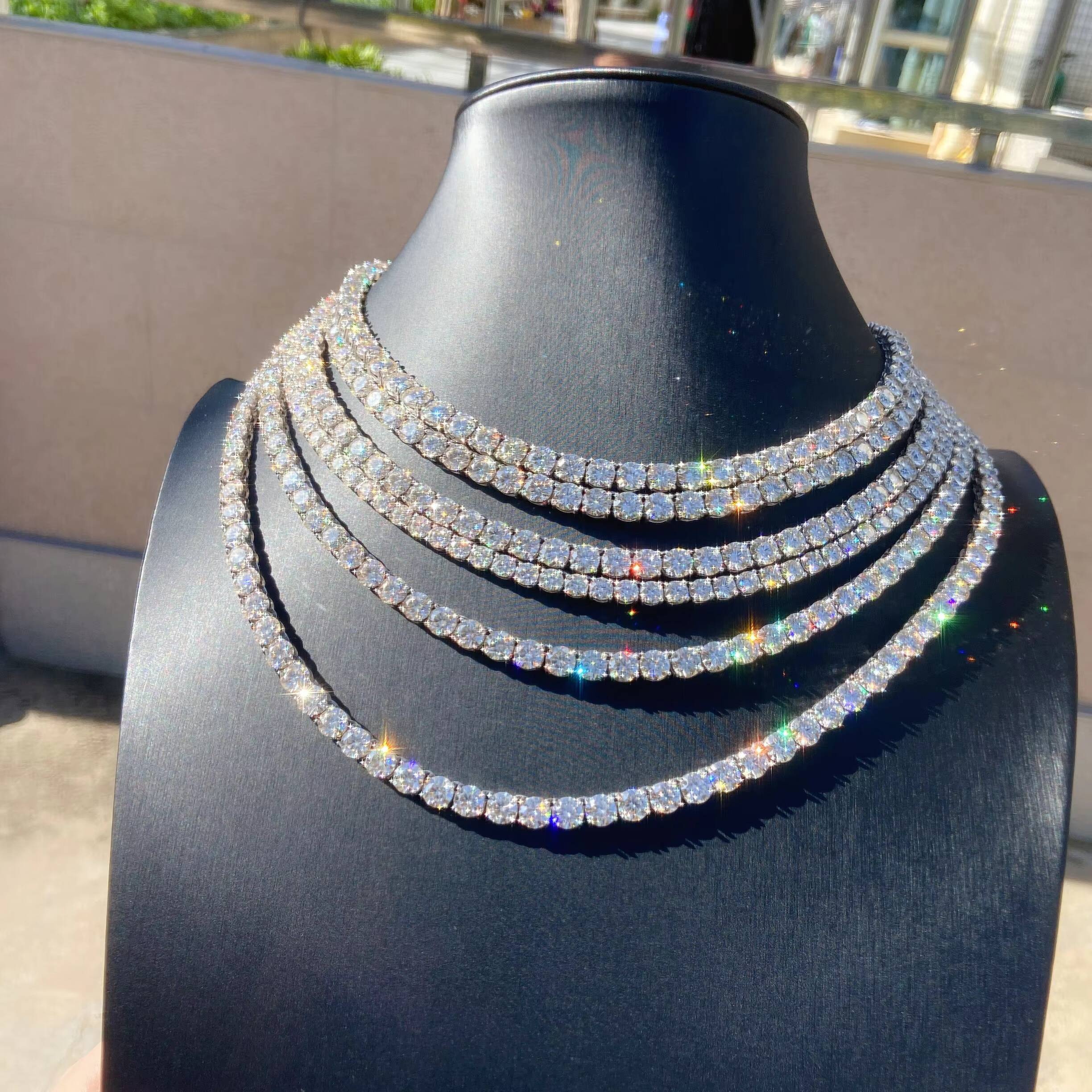 Wholesale Price RTS Hip Hop Silver 925 Pass Tester Diamond Chain 2mm 3mm 4mm 5mm 6.5mm VVS Moissanite Luxury Tennis Chain