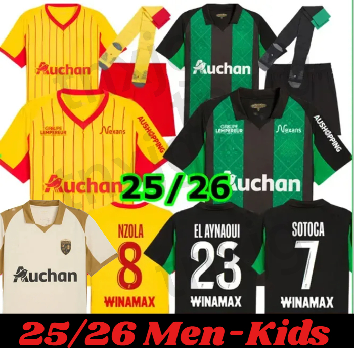 Maillot RC Lens 25 26 Soccer Jerseys Home Away Saint-Barbe Special EL AYNAOUI KAKUTA FULGINI DIOUF SPIERINGS GANAGO SOTOCA WAHI Football Shirt 2025 2026 Kids