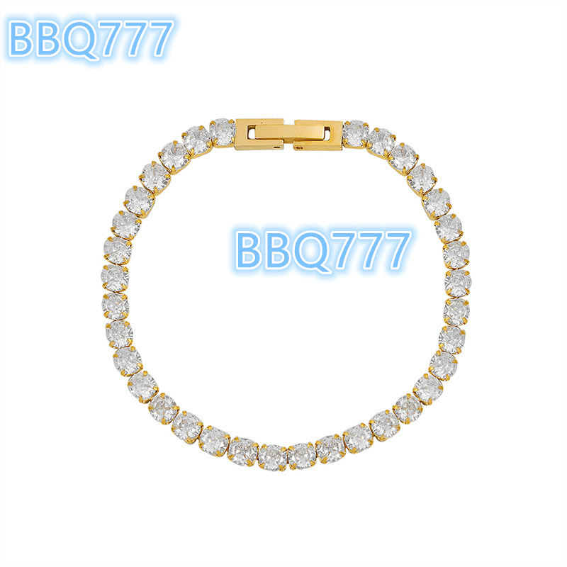 Tennis Bracelet Stainless Steel Tennis Chain Customized Bracelets Women 18K Gold Plated Bracelet Femme En Acier Inoxydable 2023