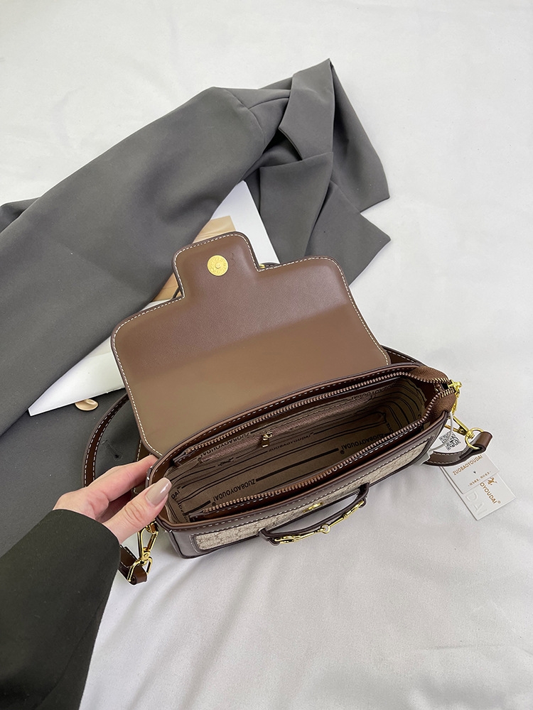 Free shipping high-end design women's bag new popular fashion saddle bag retro underarm bag trendy single-shoulder crossbody small square bag