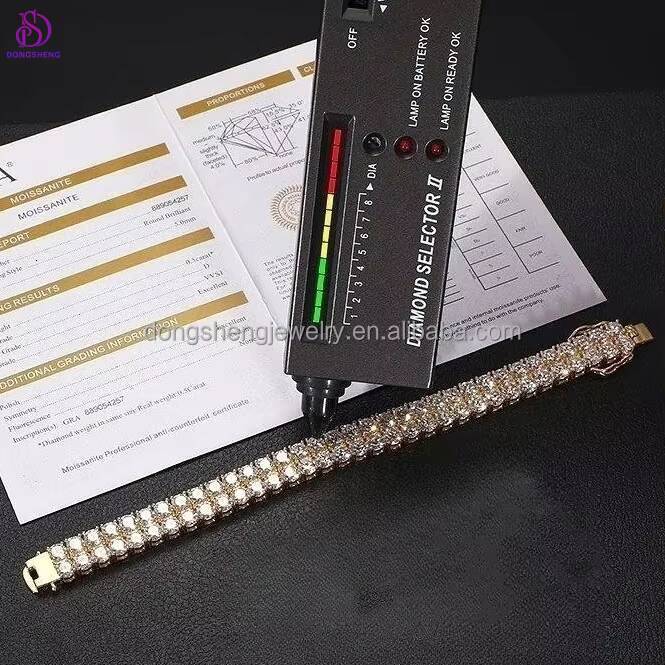 925 Silver Fine Jewelry Bracelet 4mm 2 Row Hip Hop Tennis Bracelet Iced Out VVS Moissanite Tennis Bracelet for Mens