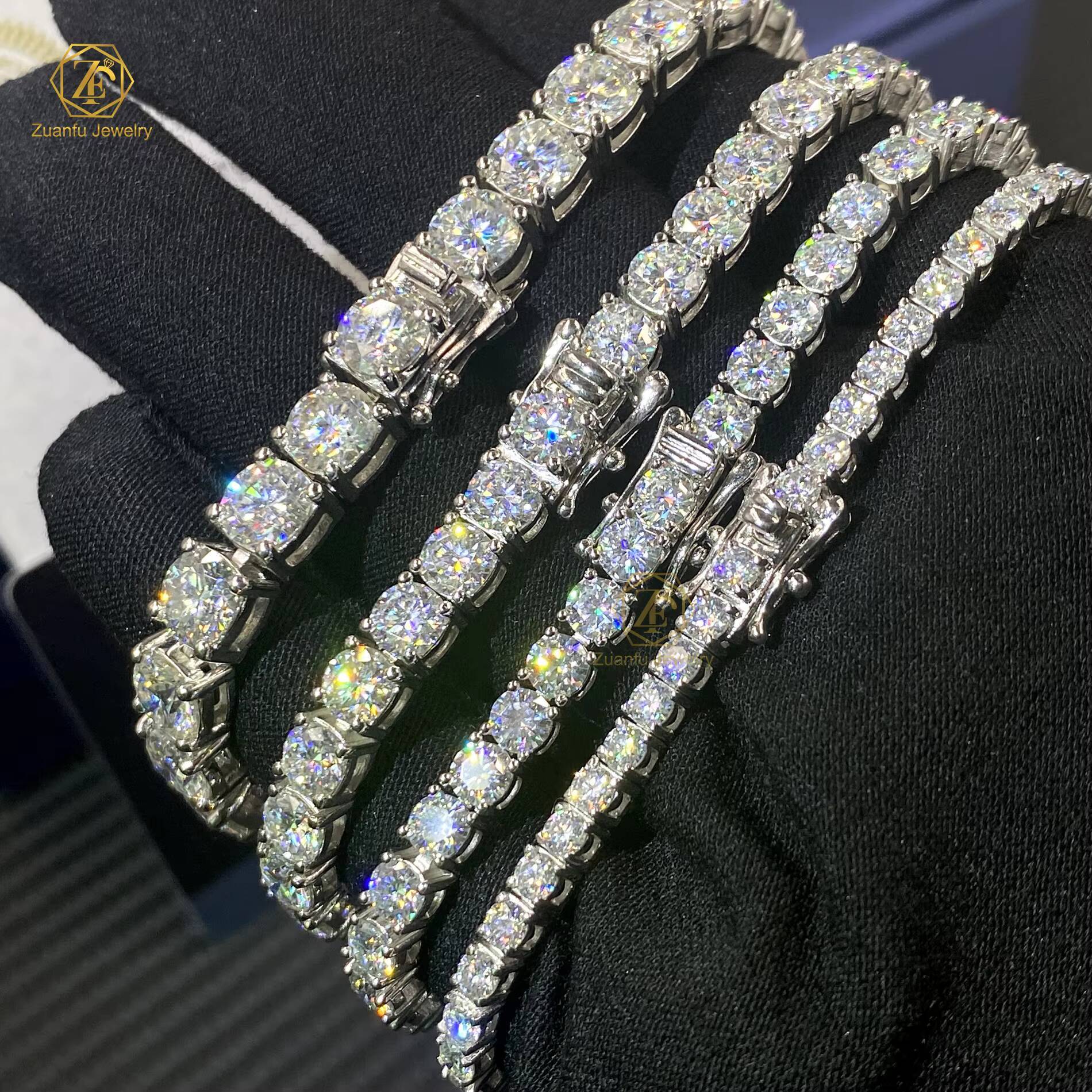 Shinny D VVS Moissanite Diamond Iced Out Hip Hop Bracelet Pass Diamond Tester 3mm 4mm 5mm LAB Moissanite Tennis Bracelet
