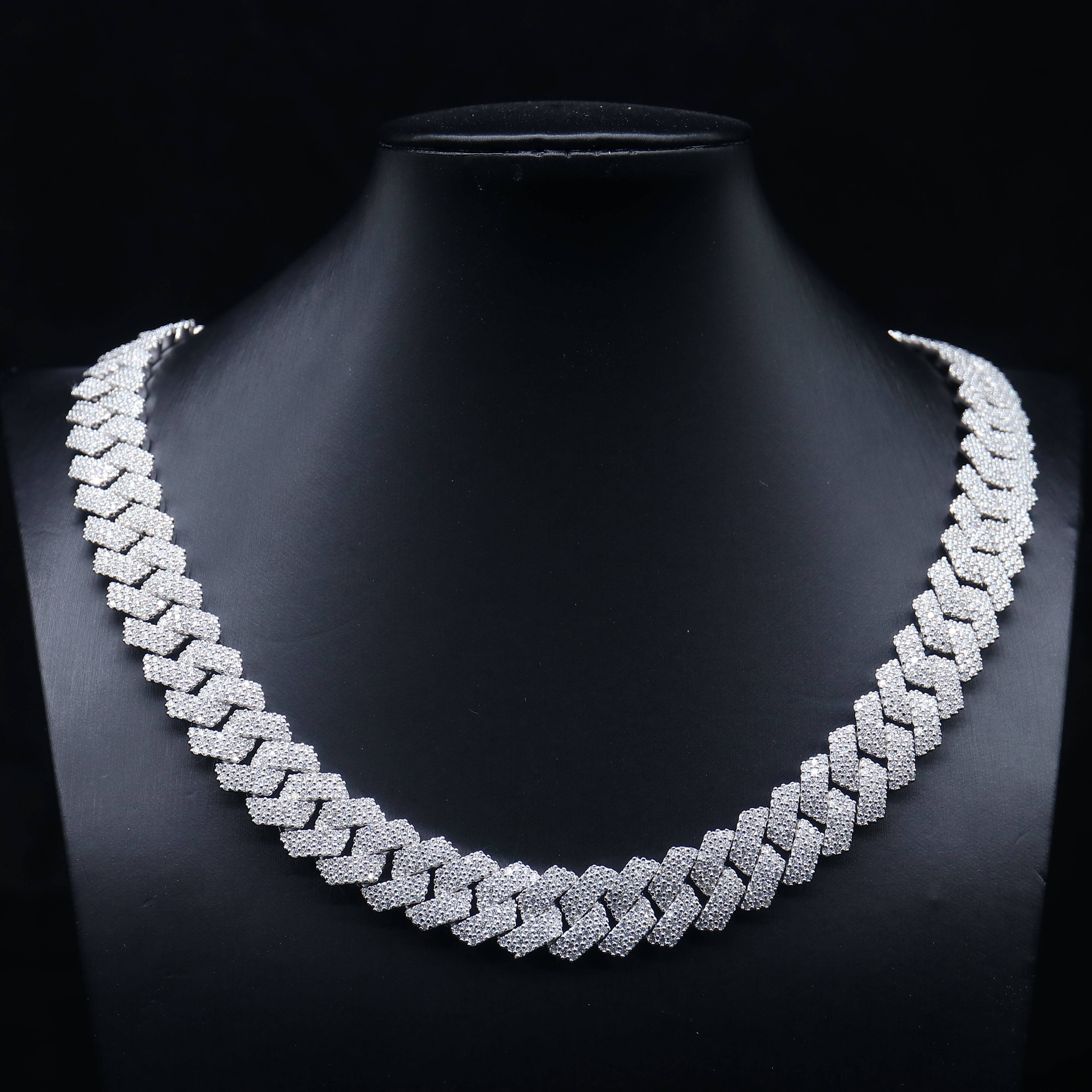 New Hot Sale Products 15MM 7-24inches Full Diamond Setting 925 Sterling Silver Moissanite Cuban Chain Necklace Bracelet