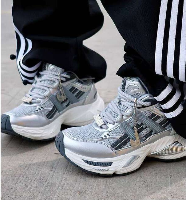 Jiffly Women's Silver Daddie Shoes - Fall/Winter 2025 Edition with Mesh Breathability