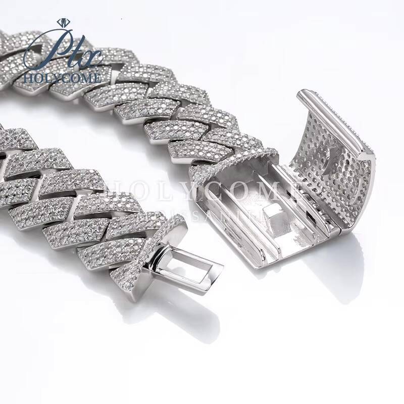 GRA 925 Silver Ice Out 12mm 15mm 18mm 20mm VVS Diamond Cuban Link Chain Mens Moissanite Rapper Hip Hop Chain Cuban Link