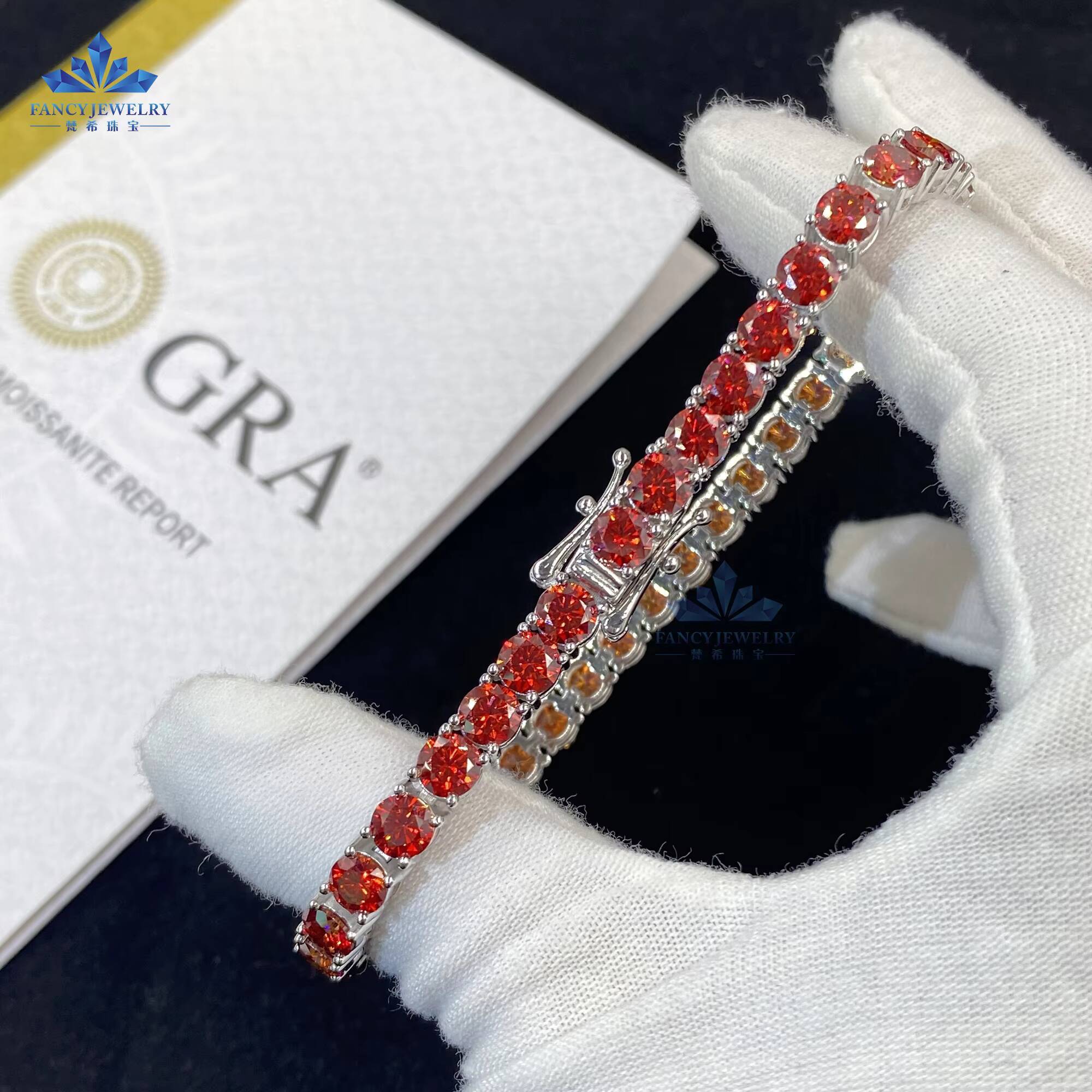 Cheap Price 3/4/5mm Vvs Moissanite Tennis Chain Bracelet Iced Out Pink Red Black Moissanite 925 Sterling Silver Tennis Bracelets