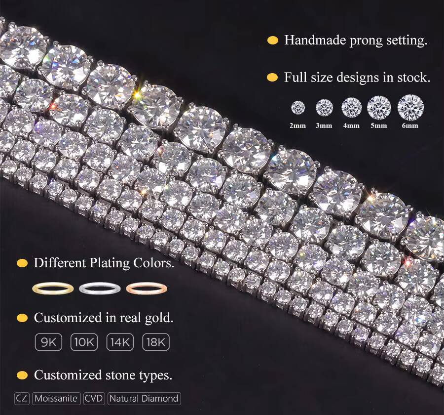 Abiding Wholesale 925 Sterling Silver Moissanite Tennis Bracelet Colorful 5mm Moissanite Tennis Chains With GRA Certificate