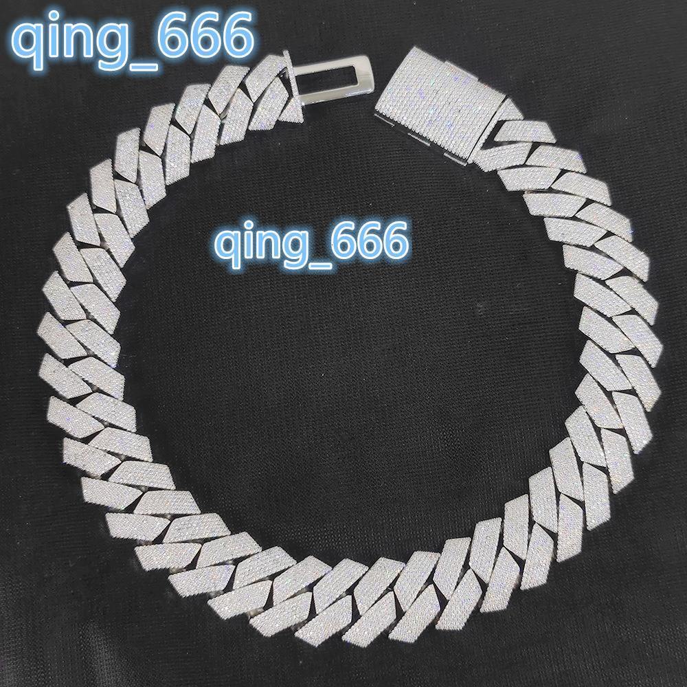 VVS Moissanite Diamond Chain Hip Hop Necklace Iced Out diamond Cuban Link Chain Pass Diamond Tester S925 silver Plated chain