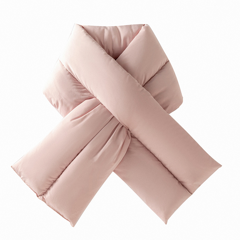 K1574 Custom embroidered logo winter new style neckband for women thick warm solid color cross cloud silk cotton warm scarf custom made