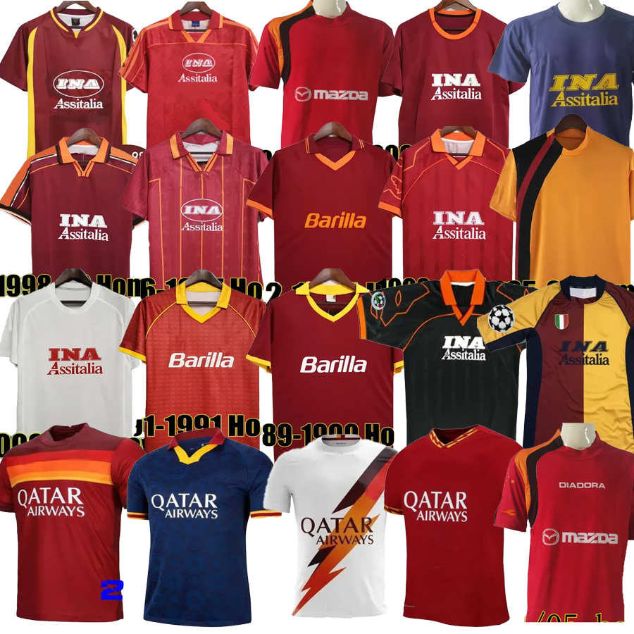 Retro rome soccer jerseys TOTTI 1998 99 2000 01 02 05 06 17 18 19 20 21 NAKATA DE ROSSI MONTELLA BATISTUTA PELLEGRINI GURENKO Dzeko CAFU kids Retrio football shirt