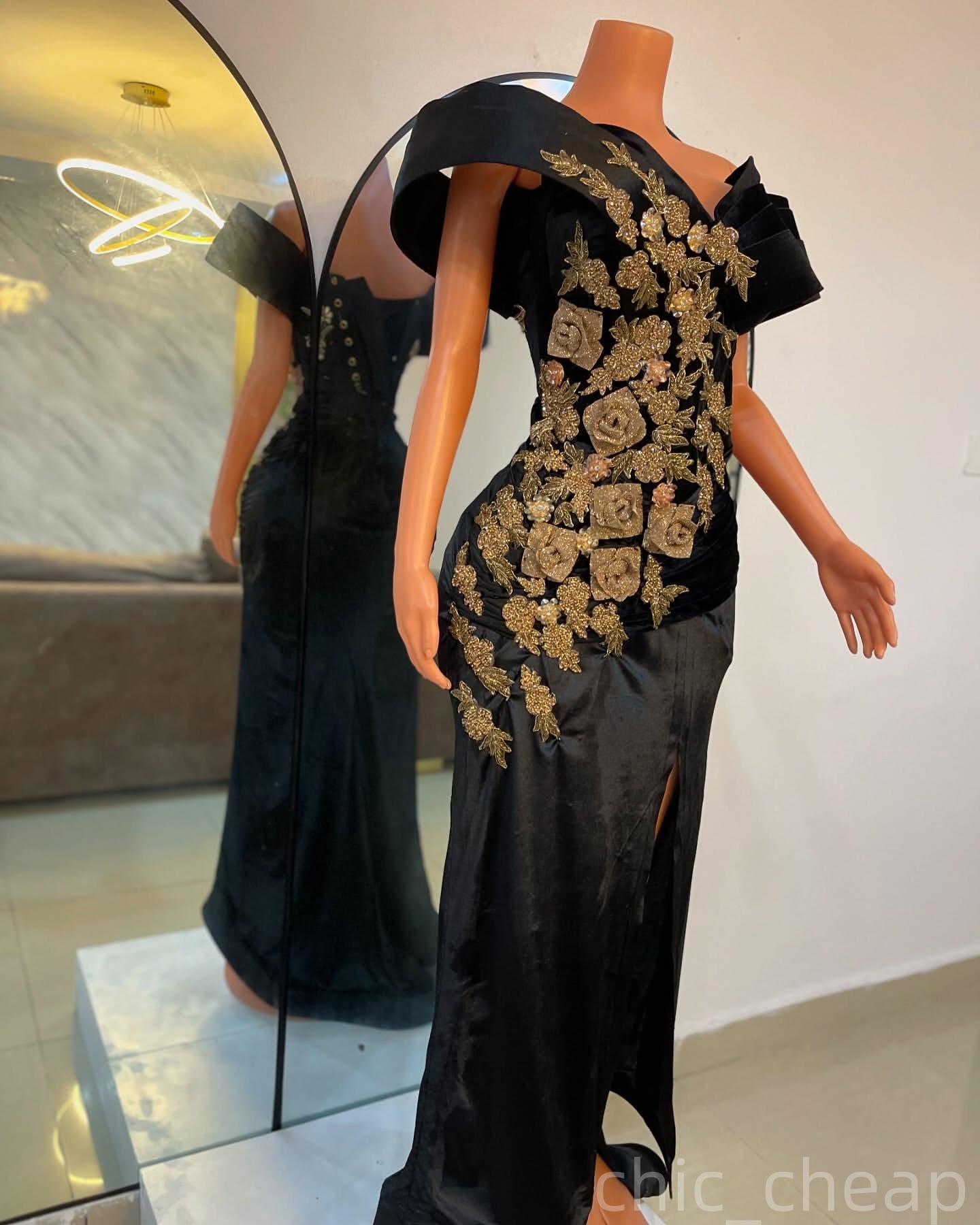 Black Sheath Prom Dresses 2025 Lace Beaded Flowers Velvet Evening Formal Party Second Birthday Engagement Gowns Plus Size Dress For Special Occasions 