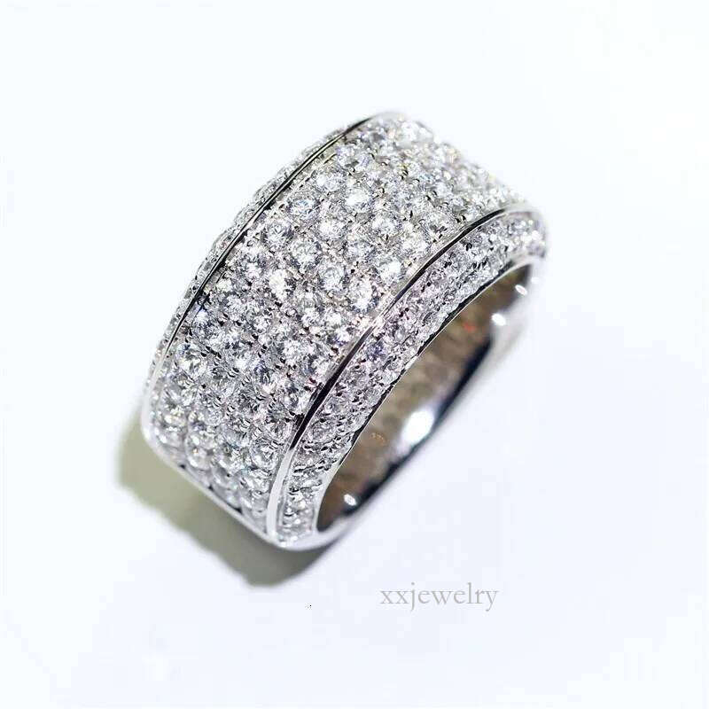 Size 8-12 Rulalei Brand Tycoon Wedding Rings Sparkling Jewelry Sterling Sier Pave White Moissanite Dia Party Eternity Engagement Ring For Men Gift