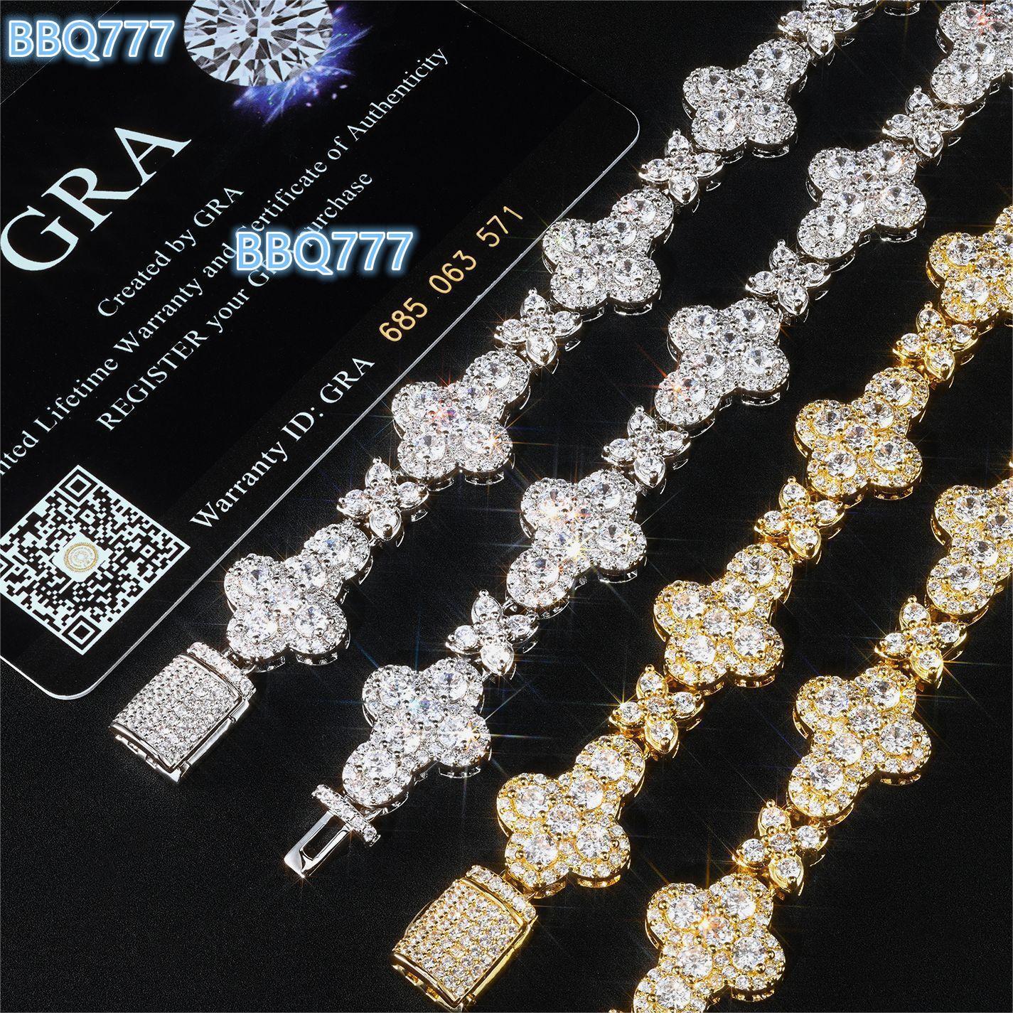 Fashion White Gold 10mm 13mm 925 Sterling Silver VVS Moissanite Diamond Iced Star Cross Link Chain Necklace Moissanite Necklaces