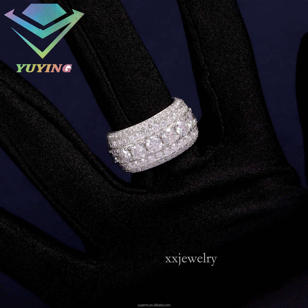Full iced out Fine Jewelry Sterg Sier Hip Hop For Men VVS Moissanite Dia Cuban Ring