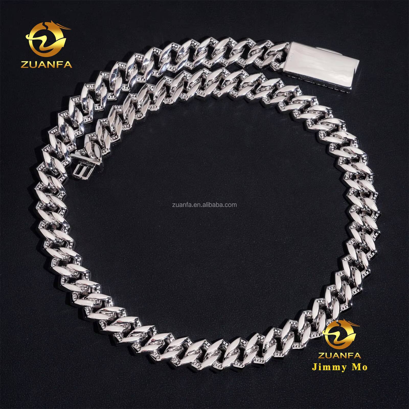 New Arrivals Fashion Popular Box Clasp S925 12mm 15mm Iced Out Hip Hop VVS1 Baguette Moissanite Diamond Miami Cuban Link Men