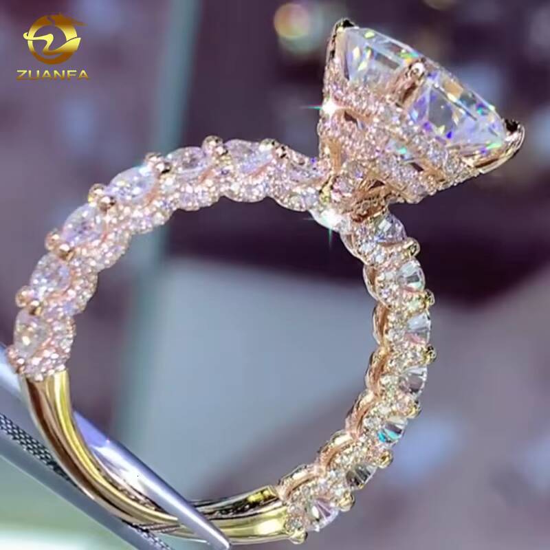 Luxury Jewelry NO MOQ Customize Manufacturer Direct Custom OEM Design Emerald Cut Moissanite 10K 14K 18K Solid Gold Ring