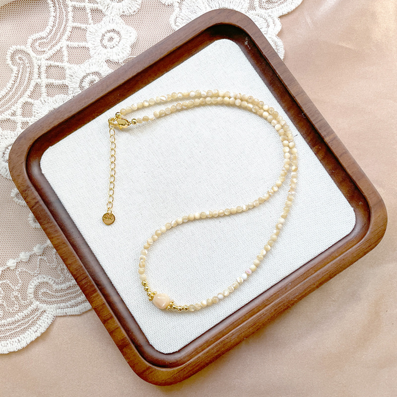 Artisan Brass Layering Necklace Textured Hoof Pendant with Natural Stone Beads
