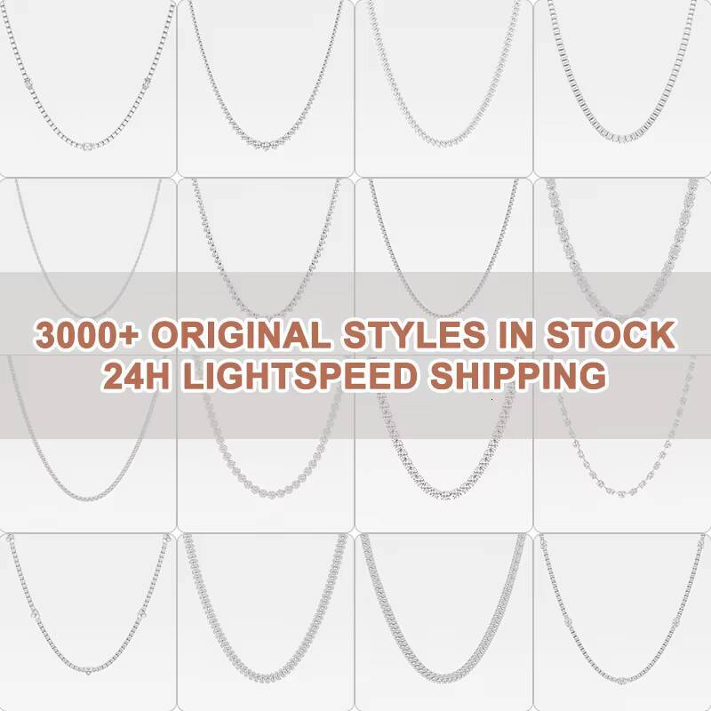 Factory Wholesale 925 Sterling Silver Vvs Moissanite Diamond Tennis Chain Necklace Cuban Link Chain Women Fine Jewelry 3mm 4mm