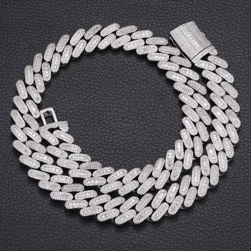 Fashion Jewelry Women 18K Gold Plated Cuban Chain Necklace Zircon Copper In-Stock Gemstone