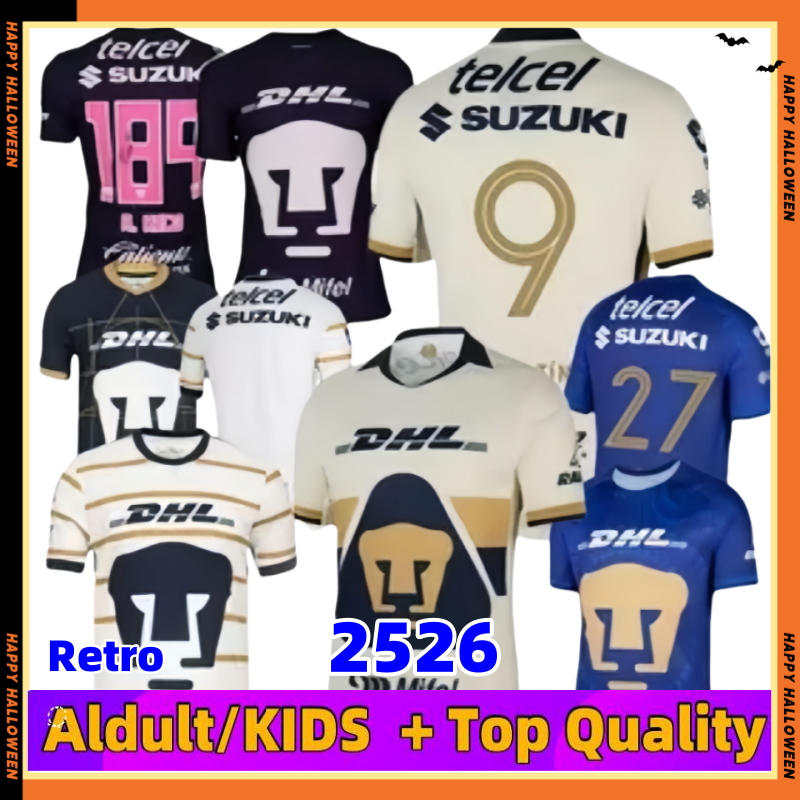 Retro UNAM 25 26 Mexico Soccer Jerseys Home Away Goalkeeper Jersey LIGA MX Player Fans PUSSETTO U.RIVAS A.AVILA R.FUNES MORI 2025 2026 Men kids kit Football shirt