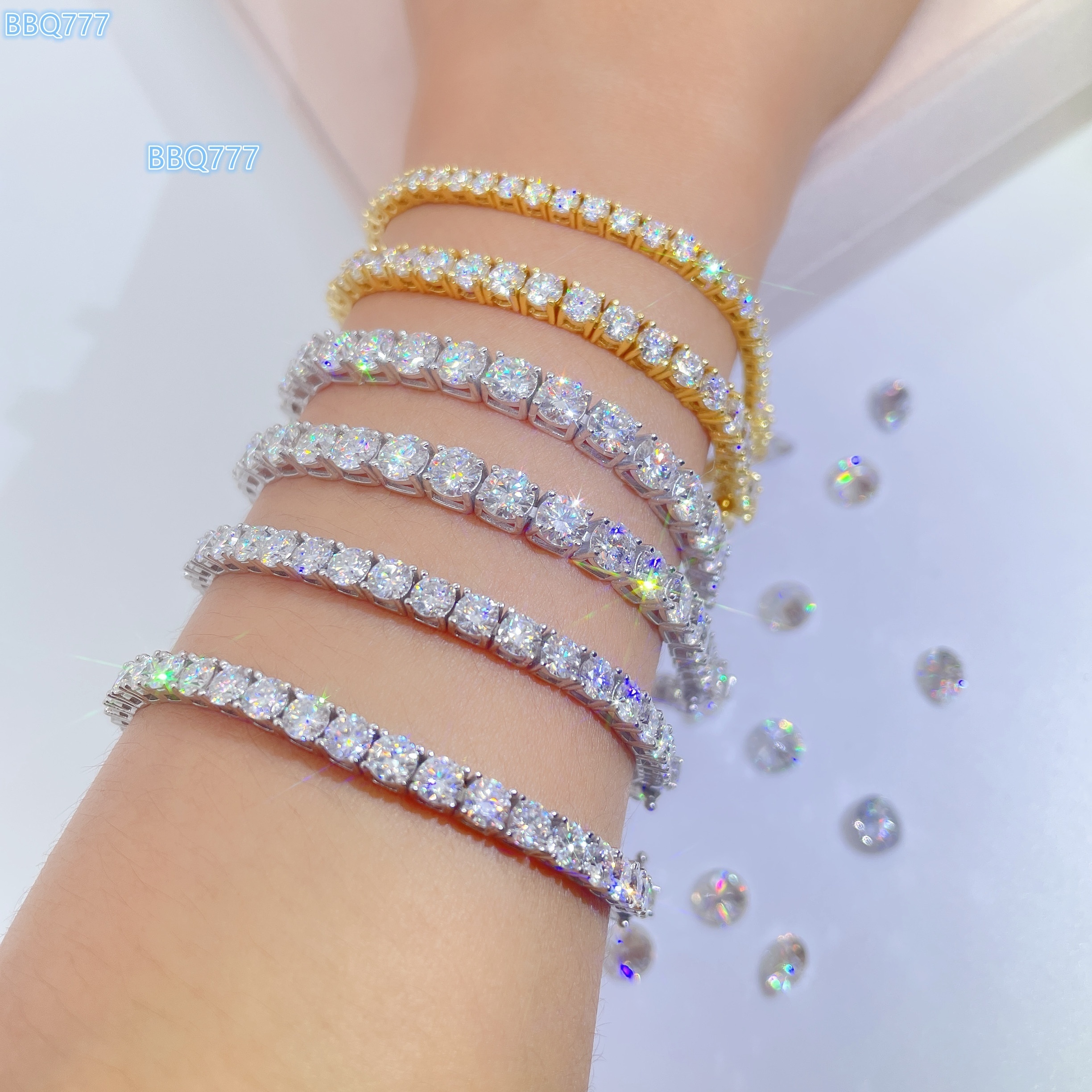 Hot Selling Trendy 2021 Moissanite Silver 2MM 3MM 4MM 5MM Tennis Bracelet Mens Womens Jewelry Chain Bracelet