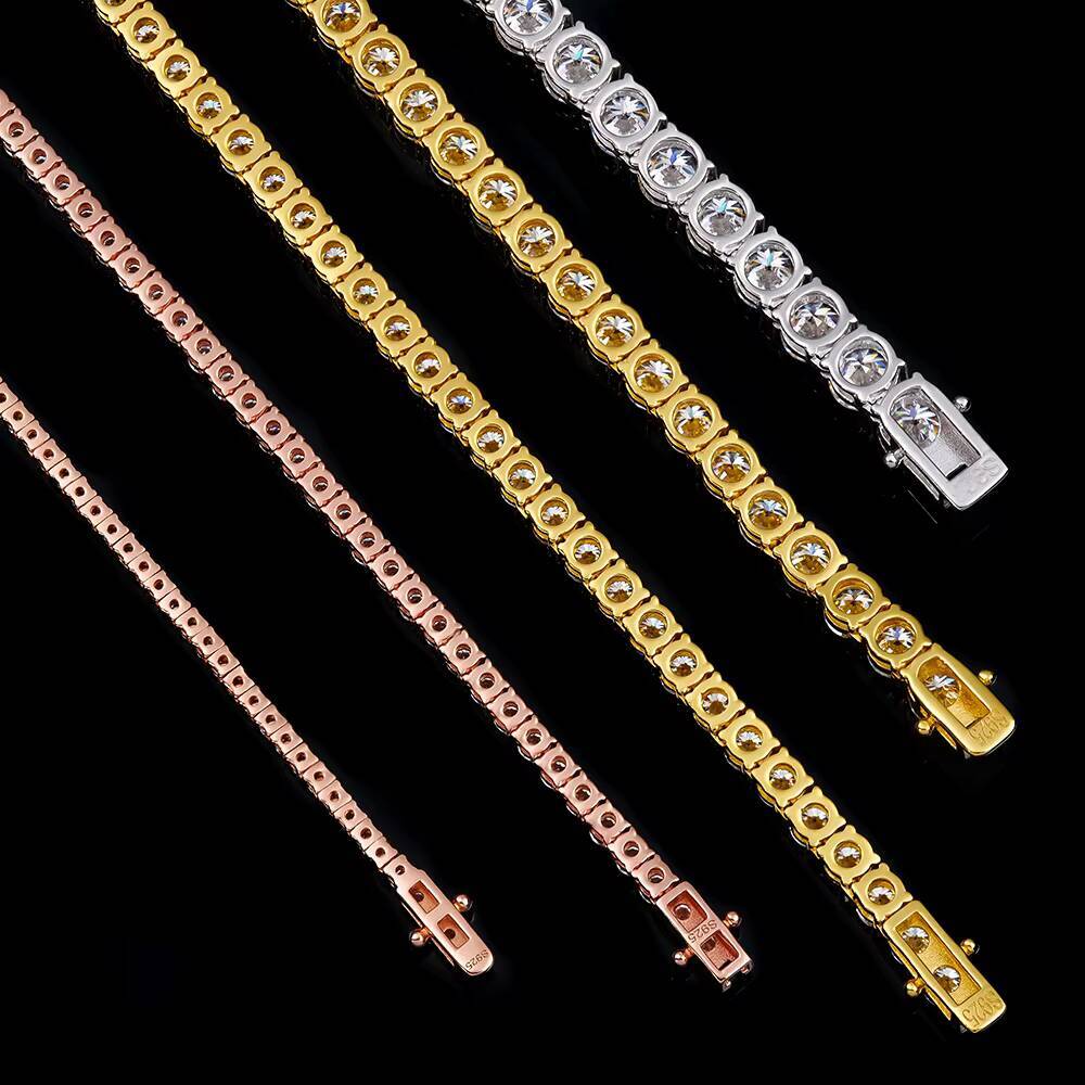 Best Price Hiphop Jewelry 2mm 3mm 4mm 5mm 6mm Gra S925 Sterling Silver Iced Out Vvs Necklace Diamond Mossanite Tennis