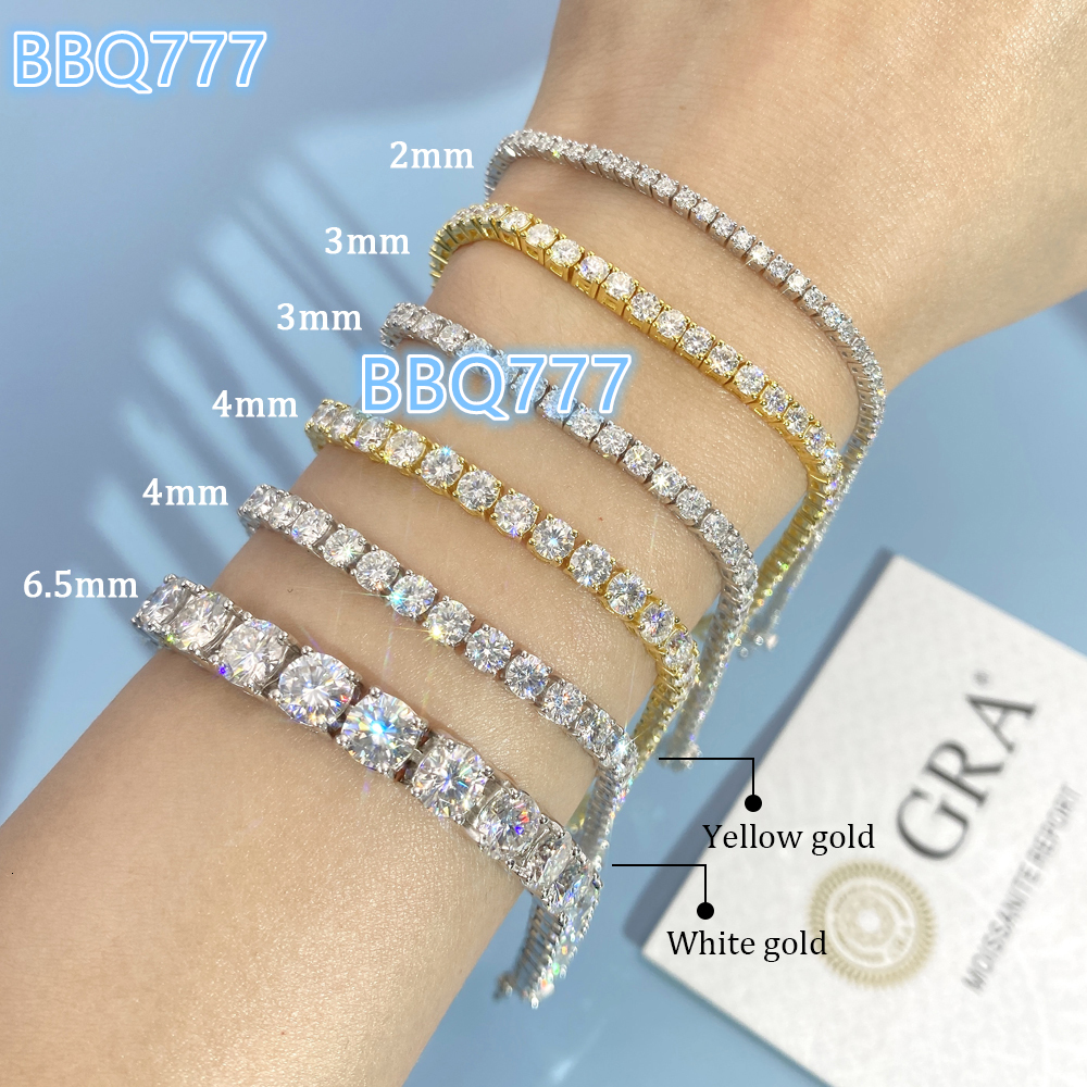 In Stock Hip Hop Iced Out 18k Gold Plated 925 Sterling Silver 3mm 4mm 5mm VVS Moissanite Diamond Tennis Bracelets