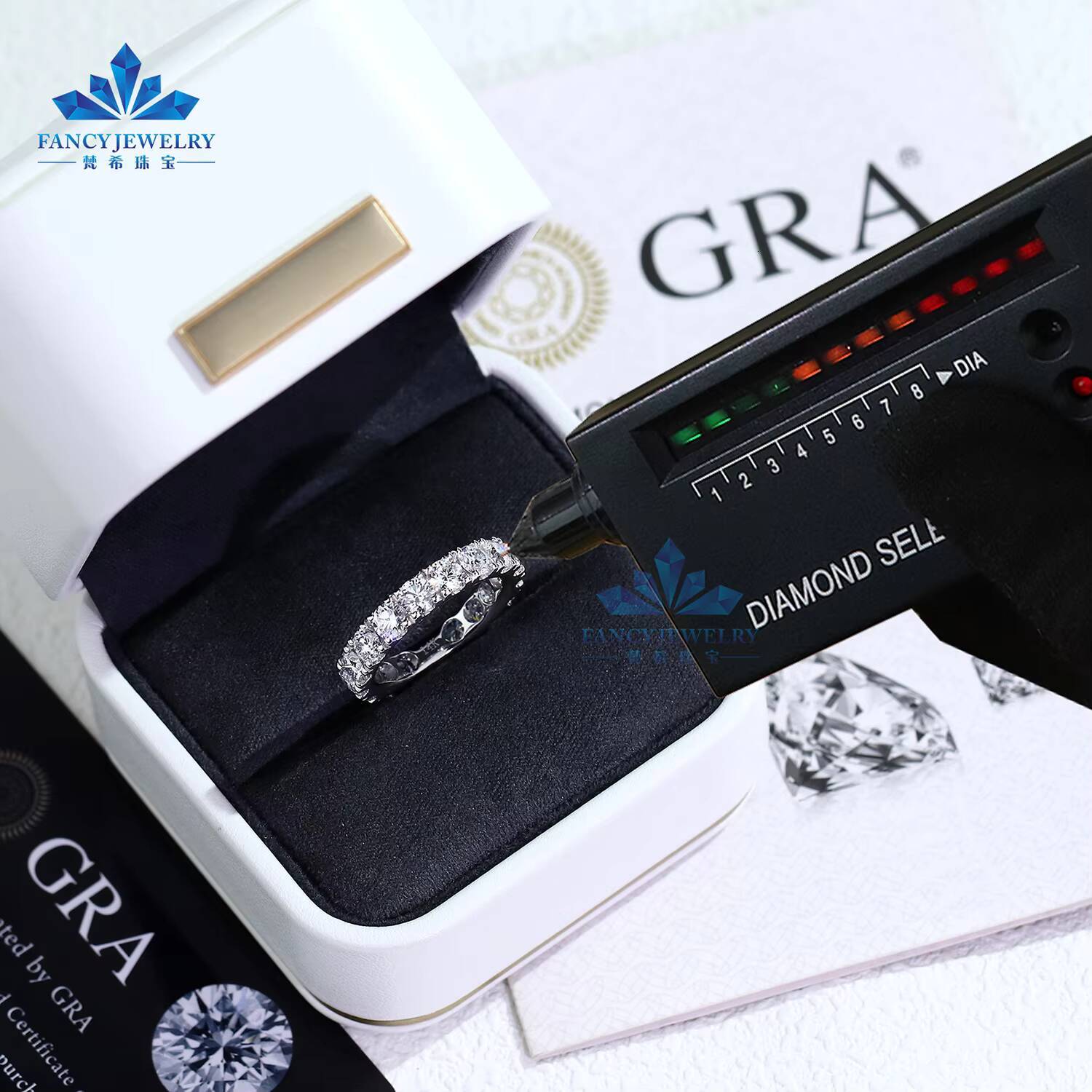 Customized Luxury 14K/18K Solid Gold Moissanite Rings Round Shape Engagement Eternity Bands Ring for Women Men