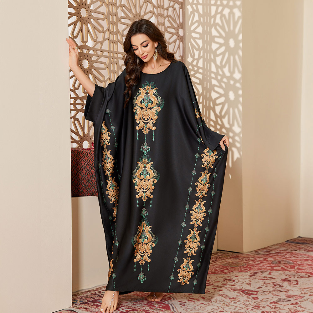 Outfits For Woman New large-size pajamas for women suitable for spring and autumn Chinese style made of satin with gorgeous prints long nightgown