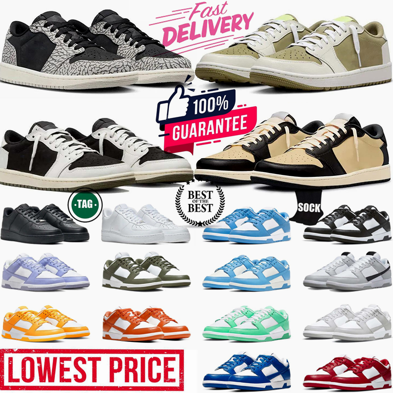 free shipping Men Women Casual Shoes Flat Sneakers Lows Skateboard Pandas Low GAI yellow Shoe Olive Photon Dust University Fog Triple Designer Mens Trainers