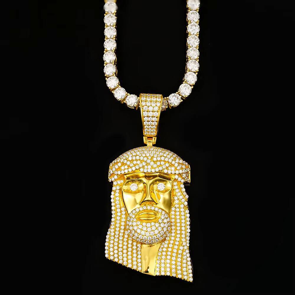 Custom Small Jesus 925 Sterling Silver Hip Hop Ice Out Diamond Gra Vvs Cuban Fine Jewelry Mossanite Moissanite Pendant for Men