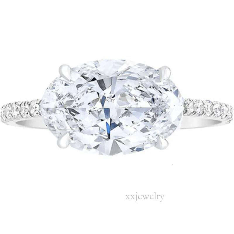 Oval Cut 3ct Moissanite Dia Ring 100% Real sterling sier Party Wedding band Rings for Women Engagement Promise Jewelry