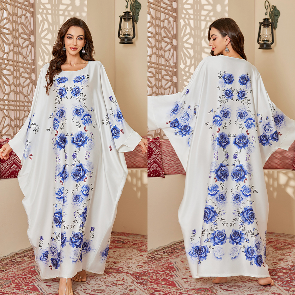 Outfits For Woman New large-size pajamas for women suitable for spring and autumn Chinese style made of satin with gorgeous prints long nightgown