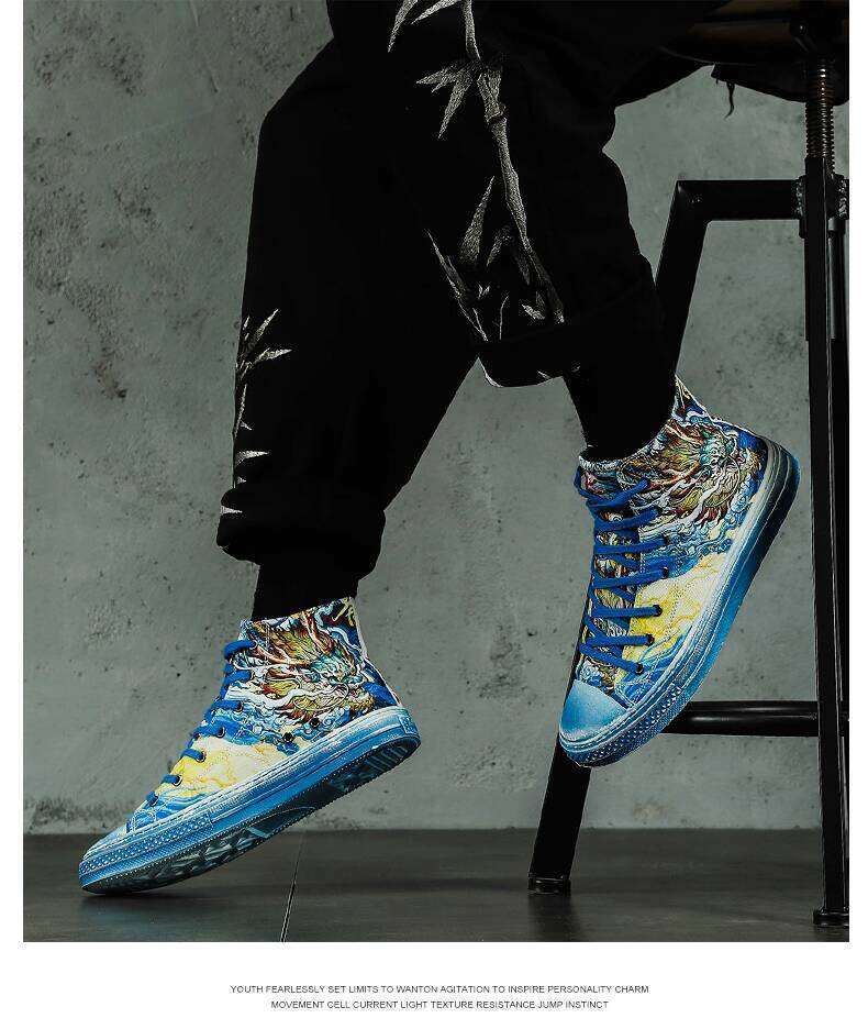Jifffly Breathable Street Dance Shoes with Mythical Creatures Print for Men