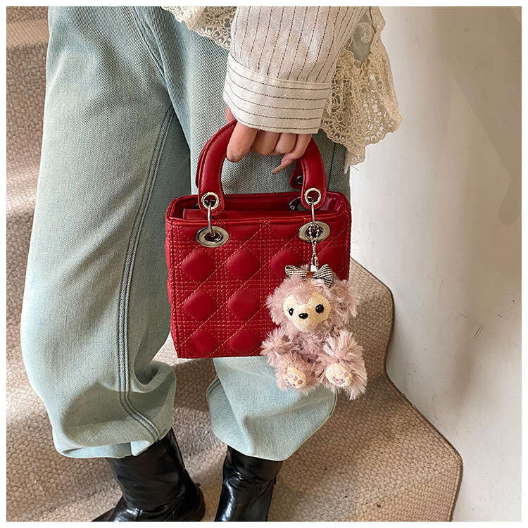 2025 Spring New Handheld Princess Diana for Women, Textured Quilted Small Square Bag, Elegant Trendy Single Shoulder Crossbody Bag